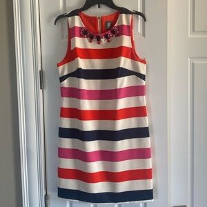 Vince Camuto Women's Sleeveless Shift Dress with Beaded Neck Print 12.